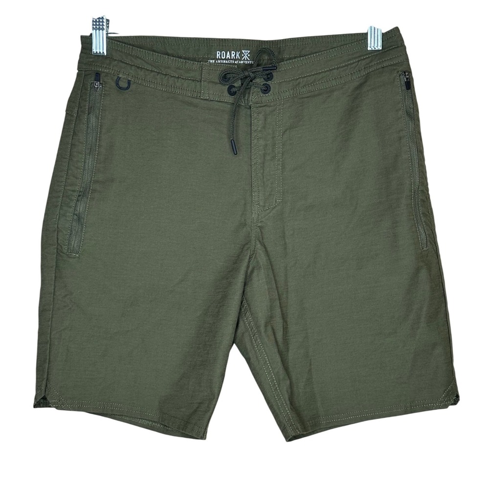 Roark Olive Green Cargo Board Shorts Men's‎ Size 30 Zip Pockets Adventure
